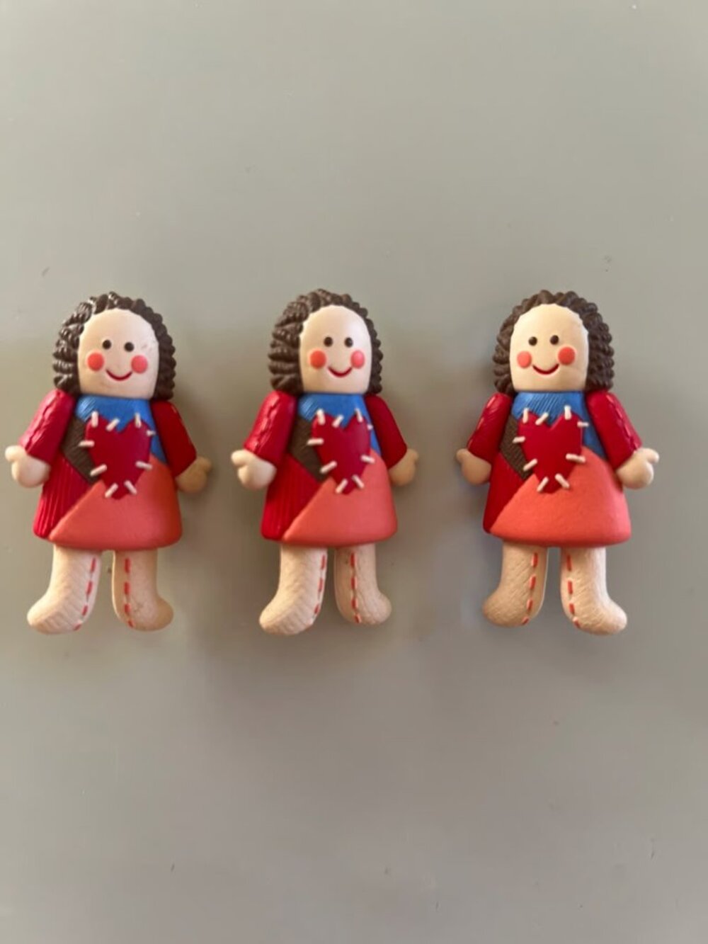 Bundle of 3 Vintage Hallmark Valentine's Rag Doll Pins
